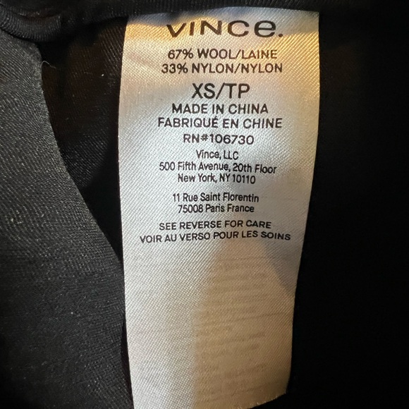 VINCE Wool Blend Pull On Pants Black Cozy Pleated Minimalist Neutral Luxury‎ XS - Picture 5 of 6